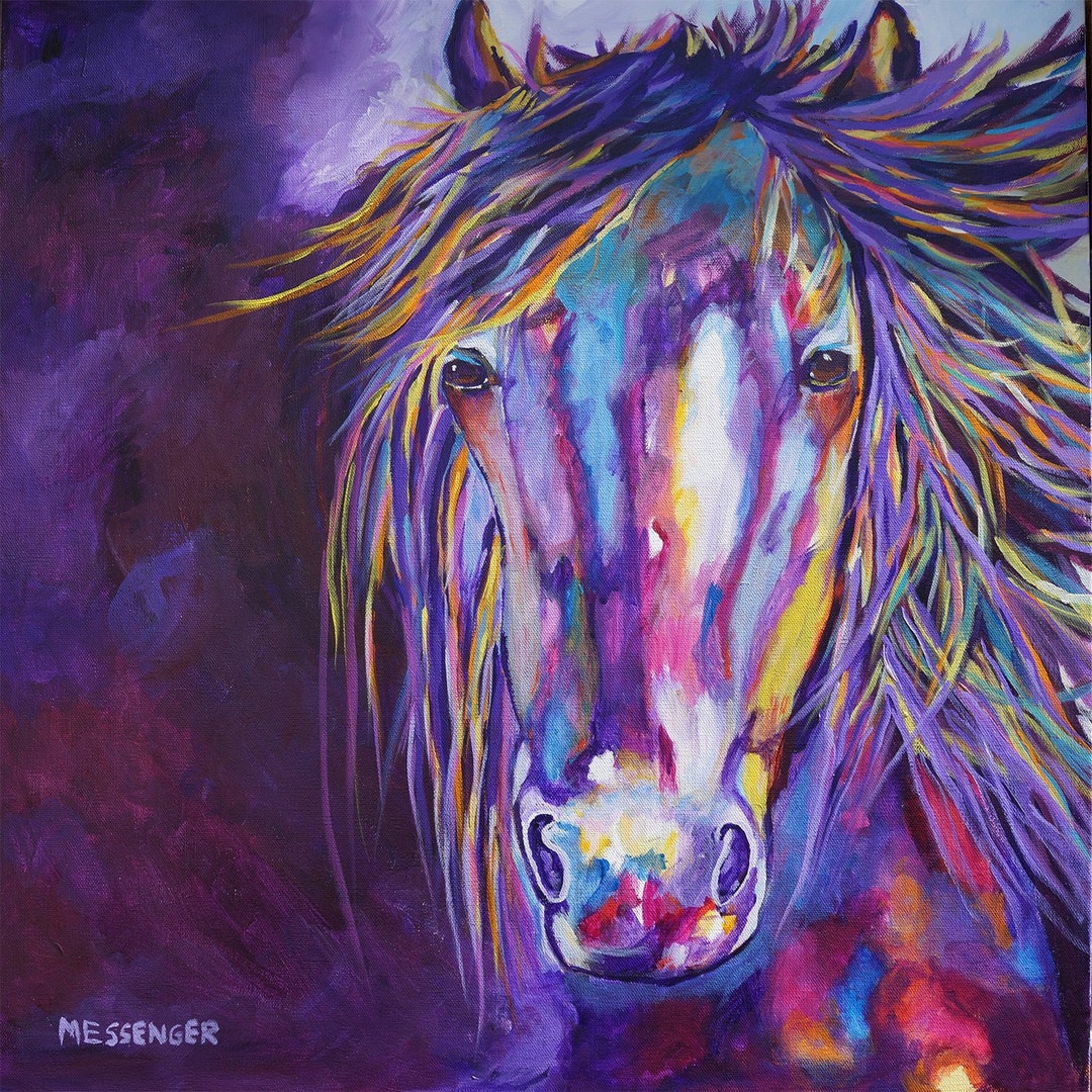 Wild Horse Print, Original Art 12x12 Print, Horse, Modern Art Horse