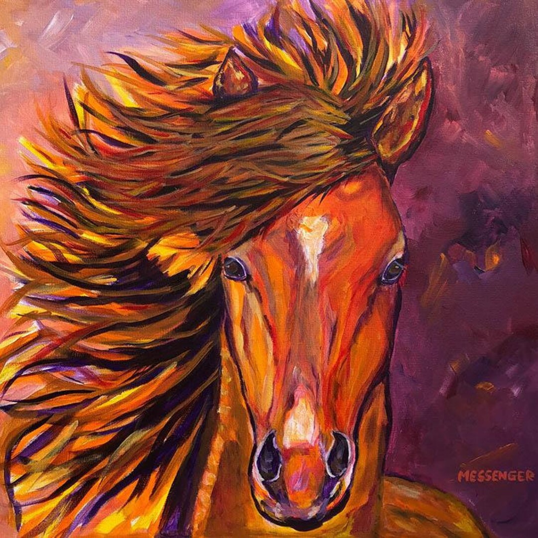 Wild Horses, Original Art 12x12 Print, Cheval, Modern Art Horse, unique, signé, impression