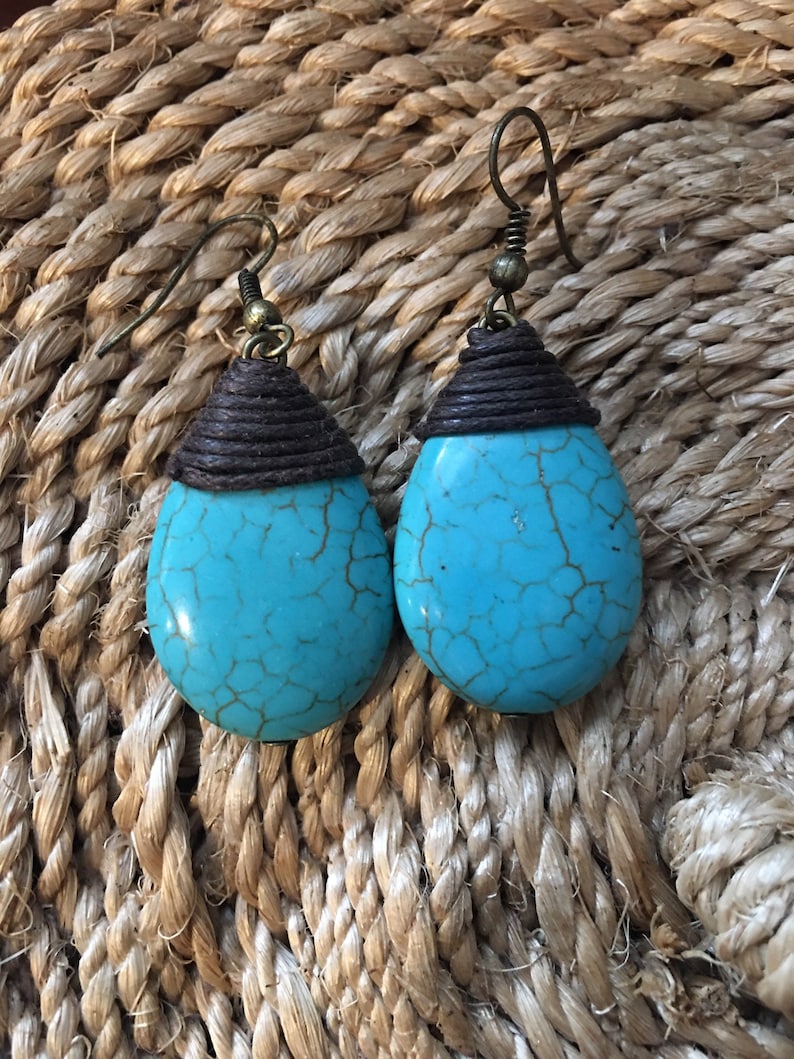 Vintage Turquoise Teardrop Earrings