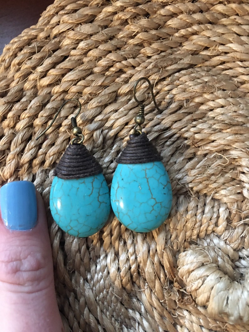 Vintage Turquoise Teardrop Earrings