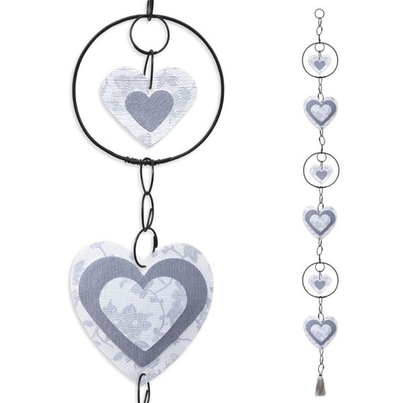 Wire Coloured Garland White Heart Wall Hanging Image 0
