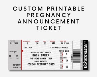 Custom Printable Pregnancy Announcement Ticket, Digital Download