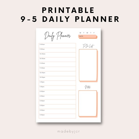Bullet Journal Printable Daily Schedule Template Half Hour - Etsy