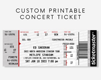 Custom Printable Concert Ticket, Digital Download