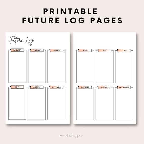 Bullet Journal Printable Future Log Template 12 Months Grid Etsy