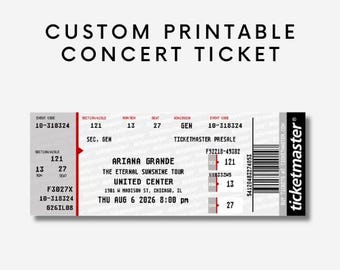Custom Printable Concert Ticket, Digital Download