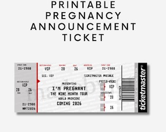 Printable Pregnancy Announcement Ticket 2026, 2027, Digital Download