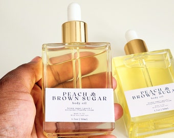 Body Oil - Peach & Brown Sugar body oil scented, for dry skin