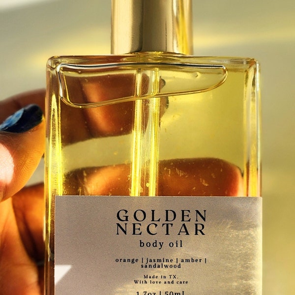Body Oil - Golden Nectar scented body oil for dry skin, Clean Skincare