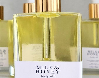 Milk & Honey Body Oil – Almond Vanilla Body Care | Lightweight, Hydrating, Skin-Repairing Oil – Soft Gourmand Scent