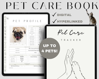 Digital Pet Care Tracker & Planner for GoodNotes and Notability, Pet Health Record Tracker, Pet Planner, Pet Care Log, Pet Care Tracker