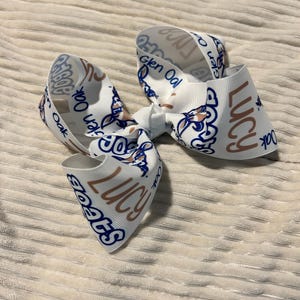 Custom sublimated boutique style hair bow with school mascot and alligator clip - 6 inch size