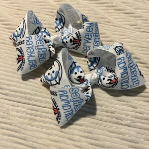 Custom sublimated boutique style hair bow with school mascot and alligator clip - 6 inch size
