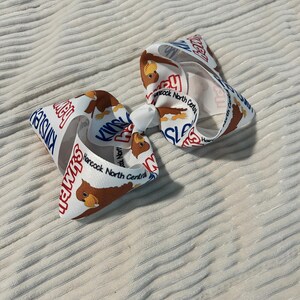Custom sublimated boutique style hair bow with school mascot and alligator clip - 6 inch size