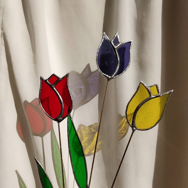 Stained glass tulip flower • Glass tulip • Tulip gift • Everlasting flower • Red tulip • Purple tulip • Yellow tulip