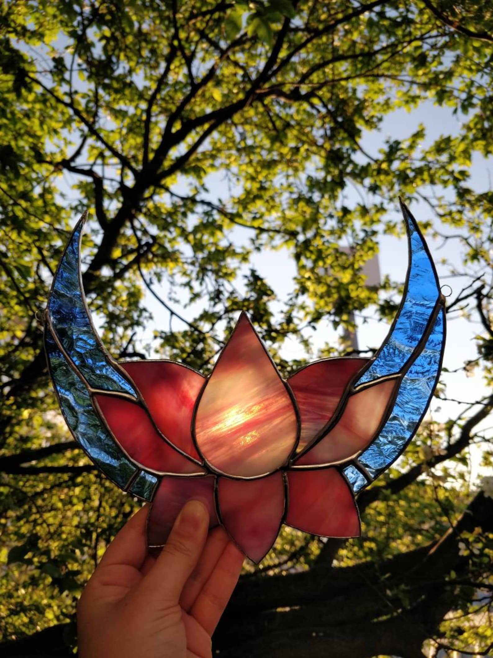 Stained glass lotus blossomStained glass moonLotus Etsy