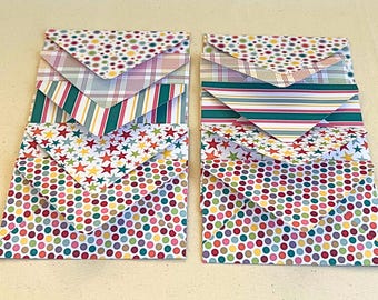 10 Handmade Envelopes | Bright Patterns Scrapbook Paper | Journaling, Eco-Friendly Craft Supplies