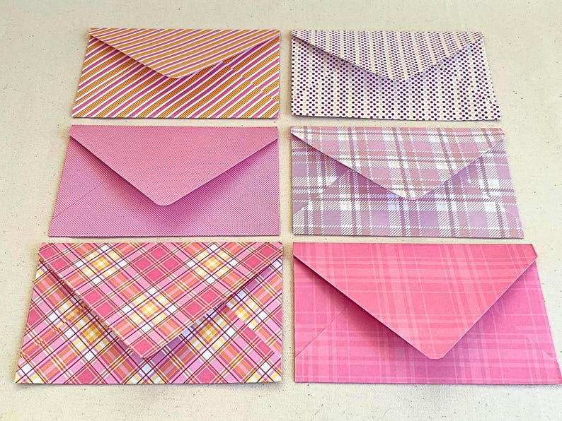 Pink Envelope Pattern 12 Handmade Envelopes | Shades of Pink & Red Scrapbook Paper ...