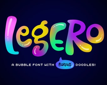 Legero Font – Retro, Bubble Font with Music Doodles (Digital Download)
