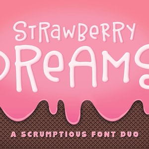 Strawberry Dreams Font Duo - Font disegnato a mano, Font artigianale, Carattere Cricut, Font Procreate, Font carino, Carattere unico, Font decorativo