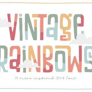Vintage Rainbows Font - Handgetekend lettertype, Craft Font, Cricut Font, Procreate Font, Cute Font, Uniek lettertype, Decoratief lettertype, Kleur Font
