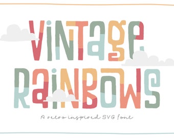 Vintage Rainbows Font – Decorative Hand-Drawn SVG-OTF Color Font (Digital Download)