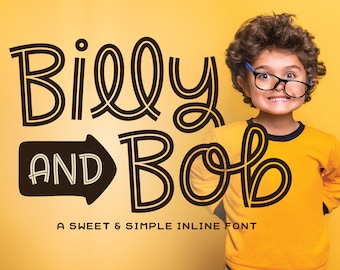 Billy and Bob Font – Playful Hand-Drawn Inline Font (Digital Download)
