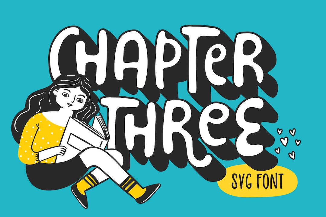 Chapter Three Font – Drop Shadow Hand-drawn SVG-OTF Color Font (digital ...