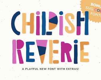 Childish Reverie Font – Hand-Drawn, Retro SVG-OTF Color Font (Digital Download)
