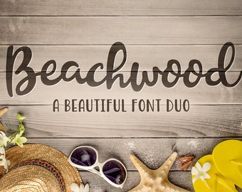 Beachwood Font Duo - Handgezeichnete Schriftart, Craft Font, Cricut Font, Procreate Font, Cute Font, Einzigartige Schriftart, Dekorative Schriftart, Script Font