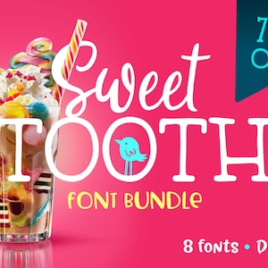 Sweet Tooth Font Bundle - 70% de réduction! - Police dessinée à la main, Police artisanale, Police Cricut, Police Procreate, Police mignonne, Police unique, Police décorative