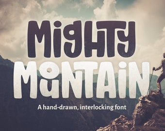 Mighty Mountain Font - Handgezeichnete Schriftart, Craft Font, Cricut Font, Procreate Font, Niedliche Schriftart, Einzigartige Schriftart, Dekorative Schriftart