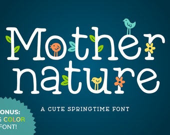 Mother Nature Font – Hand-Drawn SVG-OTF Color Font (Digital Download)