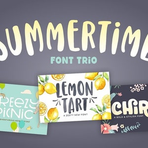 Summertime Font Trio - Police dessinée à la main, Police artisanale, Police Cricut, Police Procreate, Police mignonne, Police unique, Police décorative