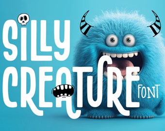 Silly Creature Font – Hand-Drawn, Decorative Font with Doodles (Digital Download)