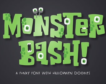 Monster Bash Font – Hand-Drawn Halloween Font with Doodles (Digital Download)
