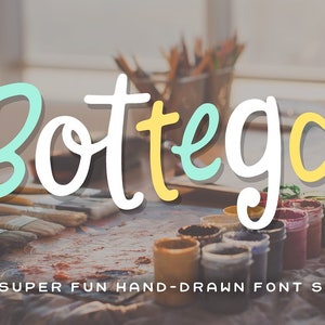 Bottega Font Set - Police dessinée à la main, Police artisanale, Police Cricut, Police Procreate, Police mignonne, Police unique, Police décorative
