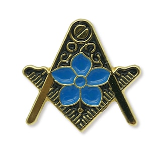 Escuadra y compás masónicos con pin de solapa de la masonería "No me olvides" - LP54