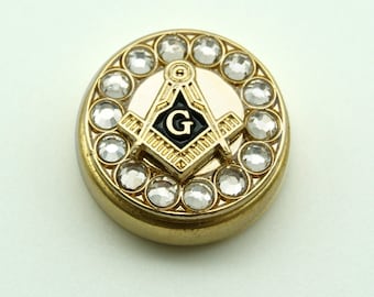 Gold Cuff Button Covers with Masonic Square, Compass and G (Pair) Freemasons