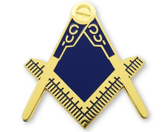 Masonic Car Decal Square and Compasses - Gold and Blue