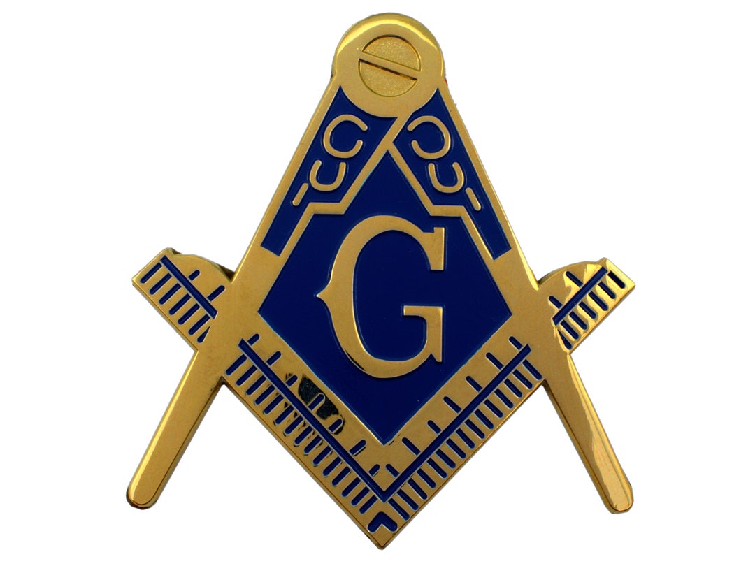 Reflective Round Masonic Car Window Sticker Decal - Masonic Car Emblem with Blue Compass and Square logo. (Thin sticker with back adhesive