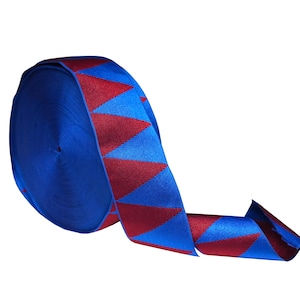 32 mm blauw-karmozijnrood grosgrain diamantlint