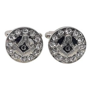 Masonic Cuff Links Blue and Silver Rhinestone CL 06