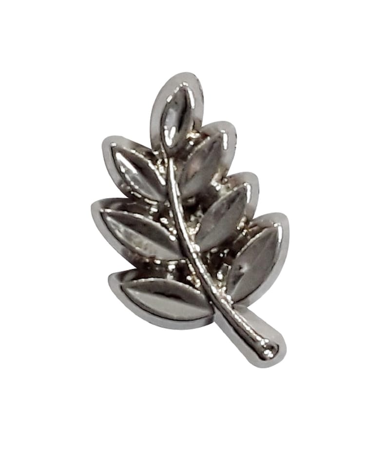 Acacia Leaf Lapel Pin Silver Large Masonic LP17 image 1