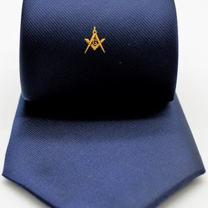 Masonic Navy Woven Tie  with Square Compass and G