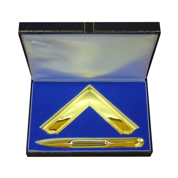 Freemasons Masonic Square and Compass Set in Gold/Gilt platining (boxed) Lodge size