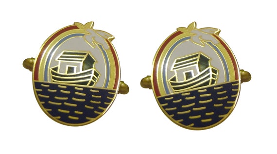 Masonic Royal Ark Mariner Gold Plated & Enamel Cufflinks CF034 