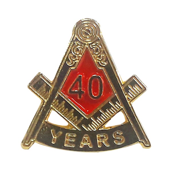 40 Years in Freemasonry  Lapel Pin Freemasons Masonic