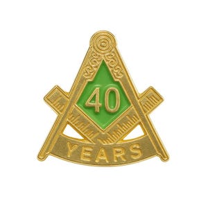 40 Years in Freemasonry Green Lapel Pin Freemasons Masonic