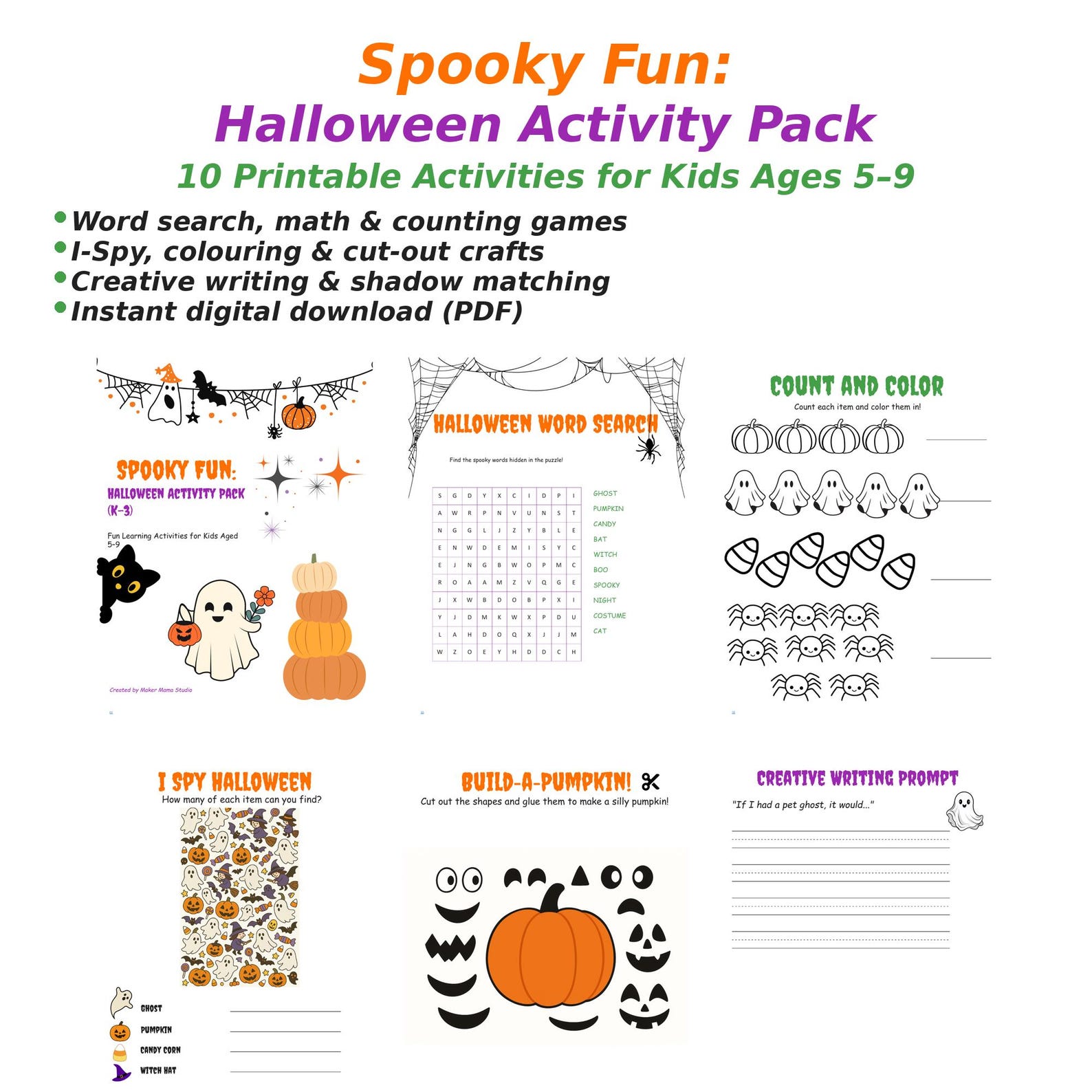 Halloween Activity Pack for Kids | K–3 Printable Games &amp; Worksheets ...